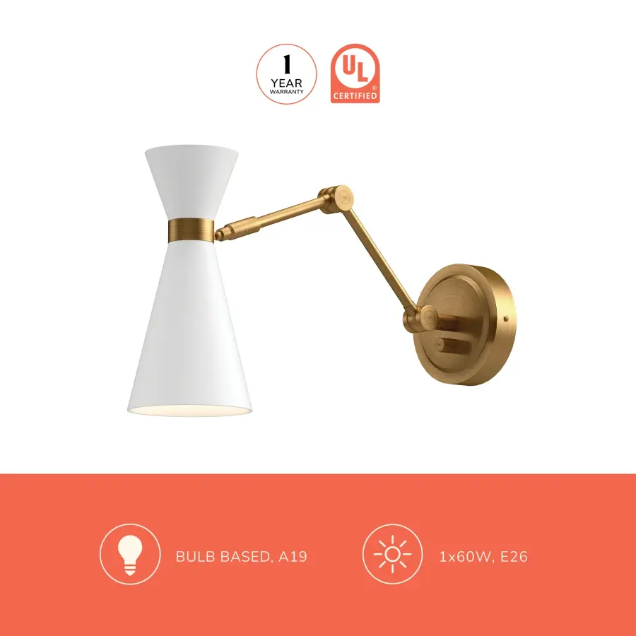 Blake 5-Light Wall/Vanity Light in Aged Gold and White - Image 4