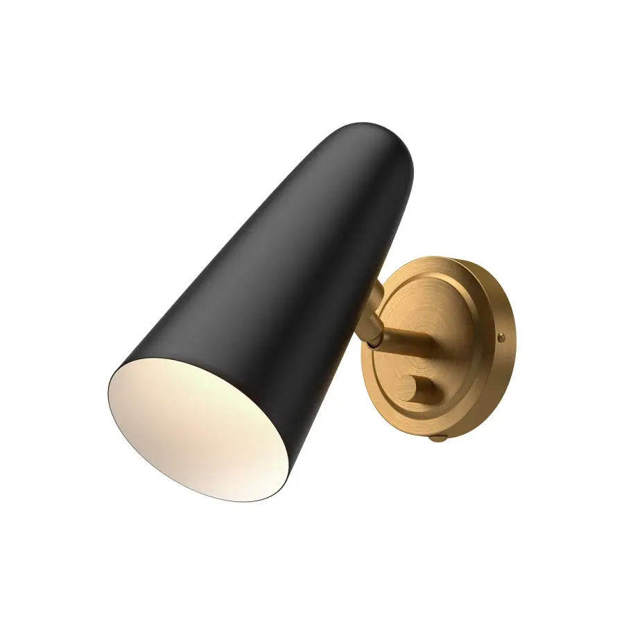 Daniel 5-Inch Wall/Vanity Light in Aged Gold and Matte Black - Image 1