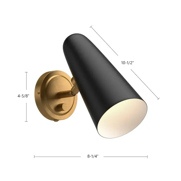 Daniel 5-Inch Wall/Vanity Light in Aged Gold and Matte Black - Image 6