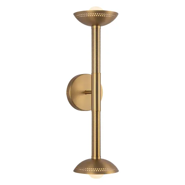 The Arden vanity light combines matte black metal with walnut wood veneer for a distinctive industrial-rustic aesthetic. Featuring ribbed texture details and versatile opal glass, it delivers warm 3000K LED lighting perfect for bathrooms and hallways.