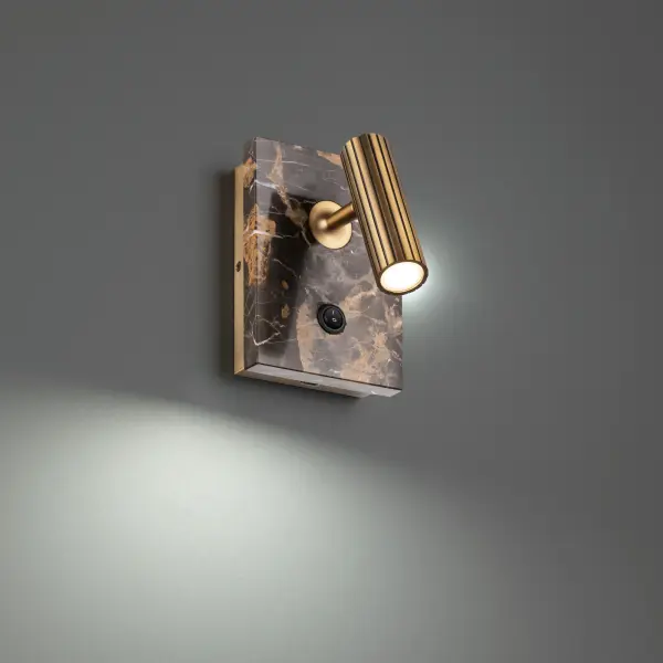 The Nexus combines luxurious black marble and aged brass with a ribbed neck detail for a sophisticated bedside reading solution. Energy-efficient LED delivers warm 3000K light with excellent color rendering.