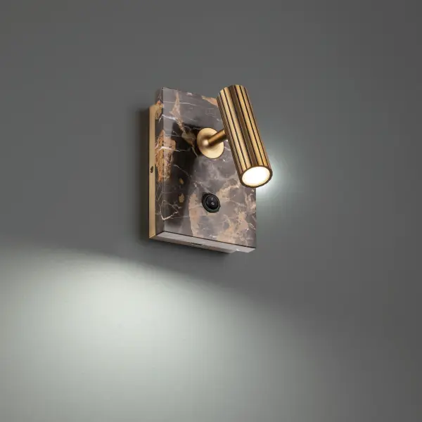 The Nexus combines luxurious black marble and aged brass with a ribbed neck detail for a sophisticated bedside reading solution. Energy-efficient LED delivers warm 3000K light with excellent color rendering.
