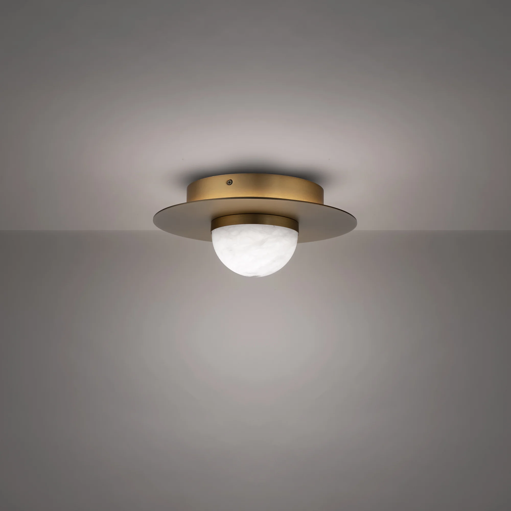 Landed 12" LED Flush Mount Light in Aged Brass