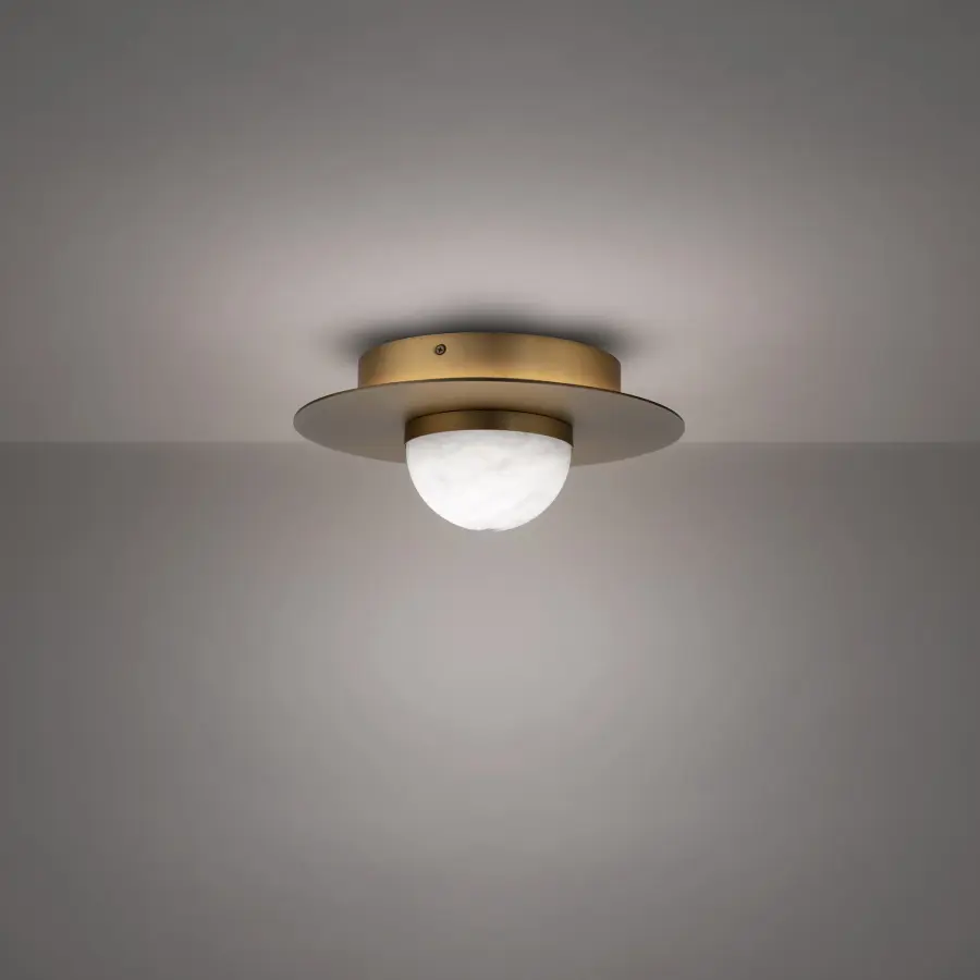 Landed 12" LED Flush Mount Light in Aged Brass