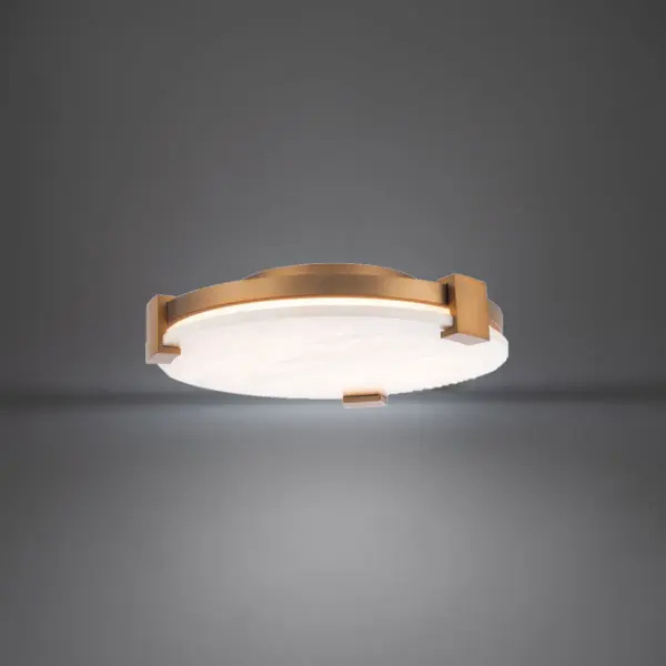 The Catalonia combines authentic Spanish alabaster with die cast aluminum accents in an aged brass finish. High-quality LED delivers 1627 lumens at 3000K with excellent 90 CRI, creating warm ambient lighting perfect for residential and hospitality spaces.