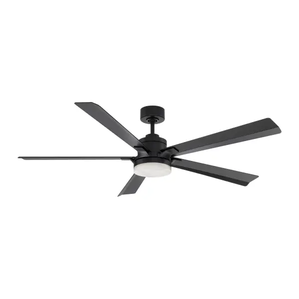 The Radiant redefines ceiling fan design with its innovative tunable uplight system producing over 3700 lumens of ambient illumination. This 64-inch smart fan combines whisper-quiet DC motor efficiency with customizable diffuser options and advanced controls. - alternate view
