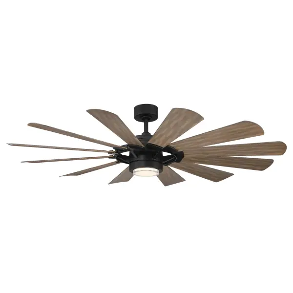 The Wyndmill delivers exceptional airflow (9,505 CFM) with smart home integration and wet-rated durability. Its 65-inch span and 12-blade design make it ideal for great rooms, covered patios, and commercial spaces requiring robust ventilation.
