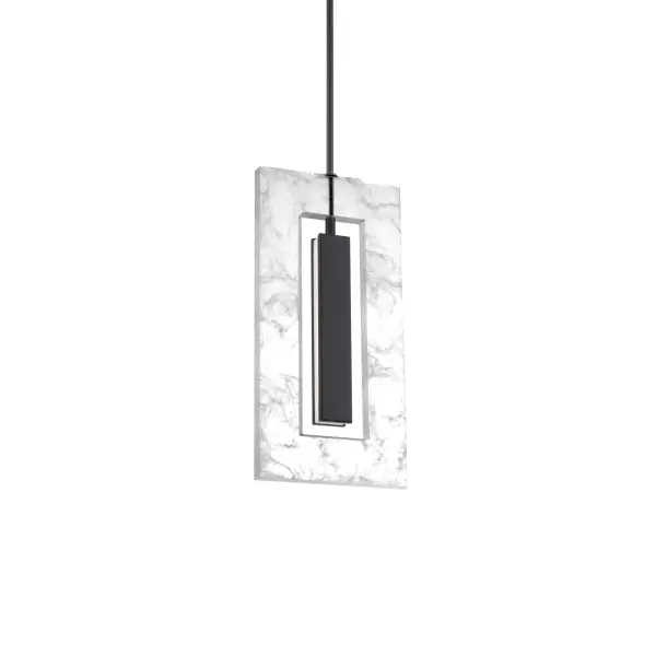 The Cambria mini pendant combines clean geometric lines with artisan-crafted milky white acrylic for a sophisticated modern look. Its compact 8" width and integrated 3000K LED make it ideal for task lighting or clustered installations.