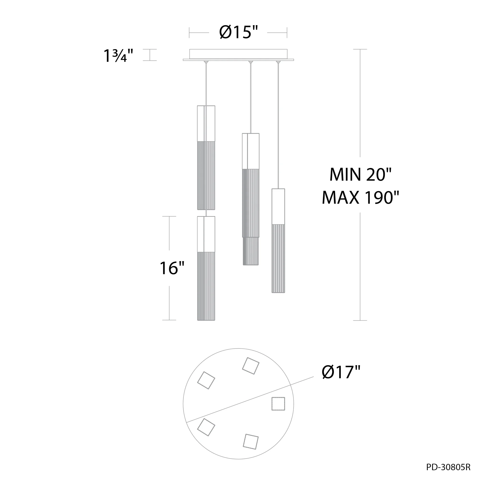 Cinema 5-Light Round Multi-Light Pendant