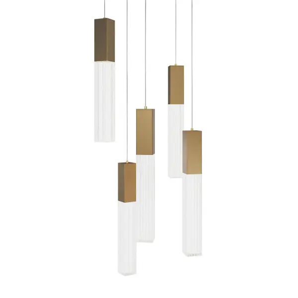 The Cinema pendant combines Hollywood glamour with modern functionality. Five LED modules shine through V-cut seeded crystal for understated elegance, while 4CCT technology lets you adjust color temperature from warm to cool white. - alternate view