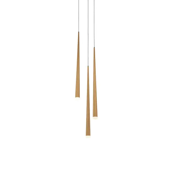 The Cascade Multilight Pendant brings understated luxury with its aged brass finish and etched caps. Three LED modules deliver abundant 3500K light with exceptional 90 CRI, perfect for task and ambient lighting in contemporary spaces.