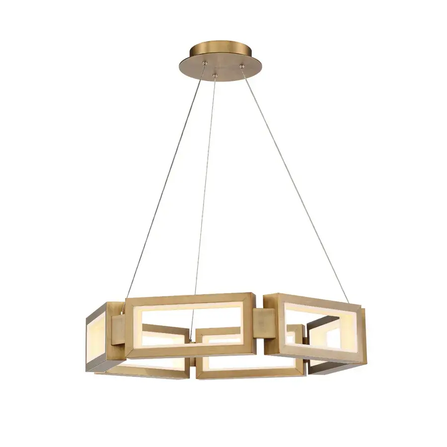 Mies 26" LED Chandelier in Aged Brass