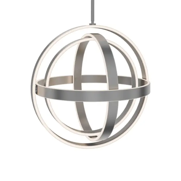 The Kinetic chandelier merges art and science with its adjustable gyroscope-inspired rings and edge-lit LED technology. Broadcasting seamless 360-degree illumination at 3500K, this compact 18-inch fixture delivers museum-quality light with exceptional energy efficiency.