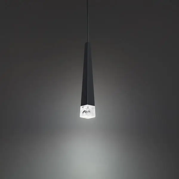 The Harper Mini Pendant combines minimalist geometry with warm LED lighting in a compact 14-inch profile. Its tapered pyramid silhouette and solid acrylic diffuser create elegant simplicity, ideal for clustering over kitchen islands and bars.