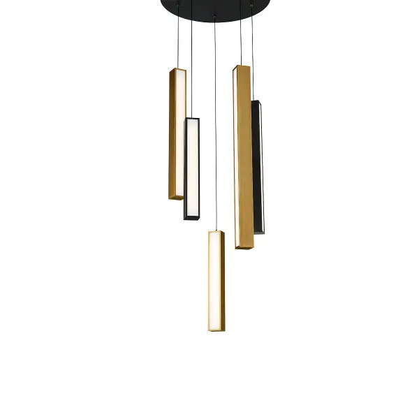 The Chaos Multilight Pendant makes a bold architectural statement with its sculptural multi-arm design and ultra-thin suspension cables. Five integrated LED modules deliver 2,332 lumens of warm 3000K light with excellent 90 CRI color rendering.