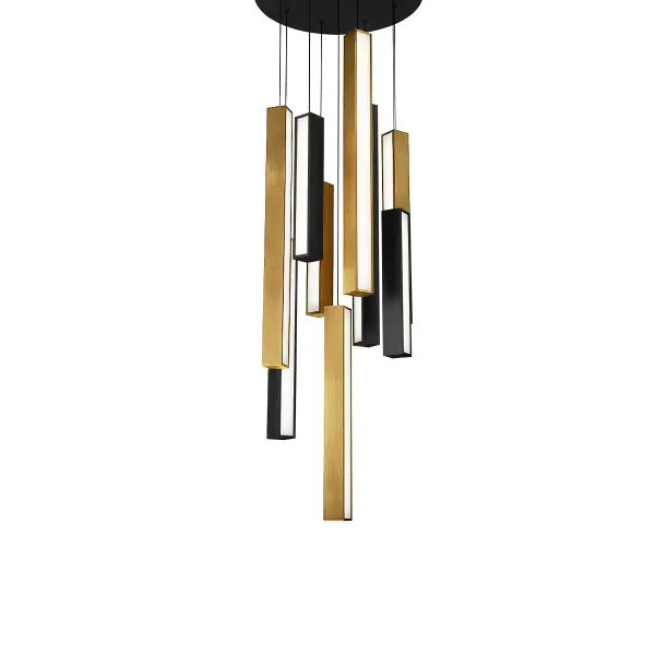 The Chaos Multilight Pendant transforms any space with its striking sculptural form and ultra-thin suspension cables. Nine integrated LED modules deliver 4020 lumens of warm 3000K light with exceptional 90 CRI color rendering.
