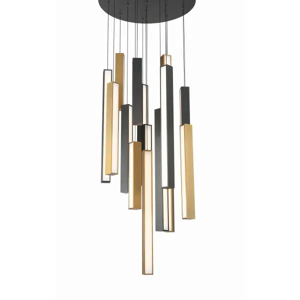 The Chaos Multilight Pendant transforms any space with its breathtaking sculptural form and 15 integrated LED modules. Ultra-thin powered cables create a floating effect while delivering exceptional 5935-lumen output with 90 CRI for true color rendering.