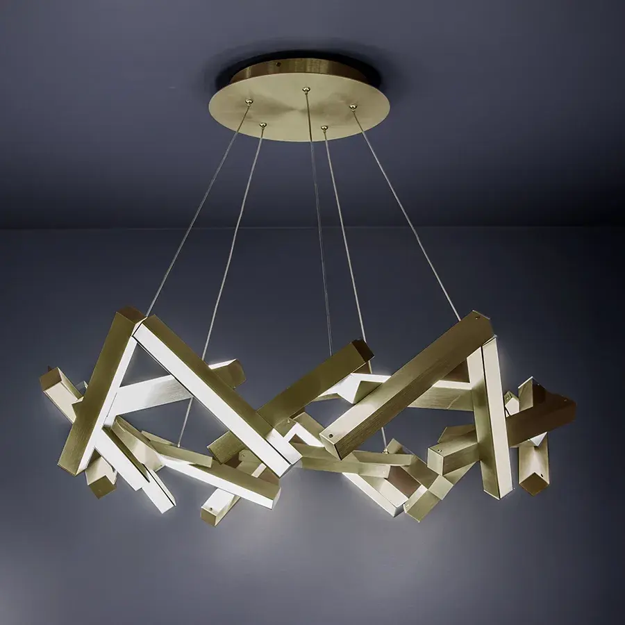 Chaos 34" LED Chandelier in Aged Brass