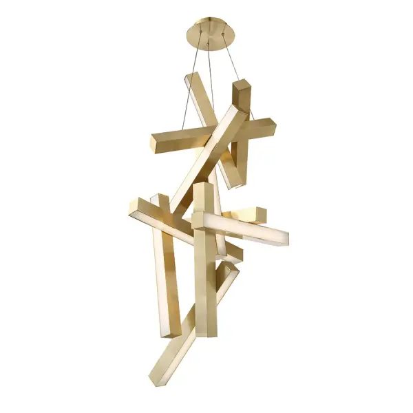 The Chaos Chandelier transforms any space with its dramatic 49-inch cascading form that evokes piano keys frozen mid-fall. Ultra-thin aircraft cables provide nearly invisible support while integrated LEDs deliver consistent, efficient illumination throughout the sculptural aluminum body.