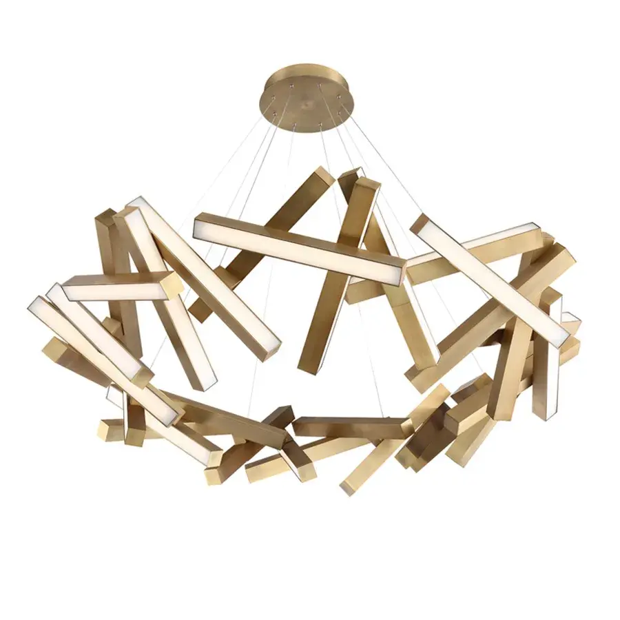 Chaos 61" LED Chandelier in Aged Brass