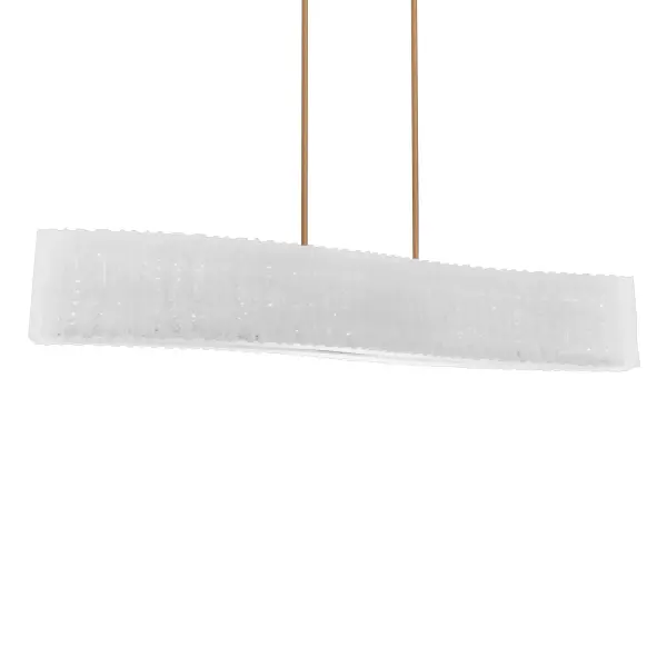 The Rhiannon delivers show-stopping glamour with its 48-inch span of reclaimed crystal and warm aged brass finish. High-output integrated LED provides brilliant illumination while the textured crystal creates captivating light play from every angle.