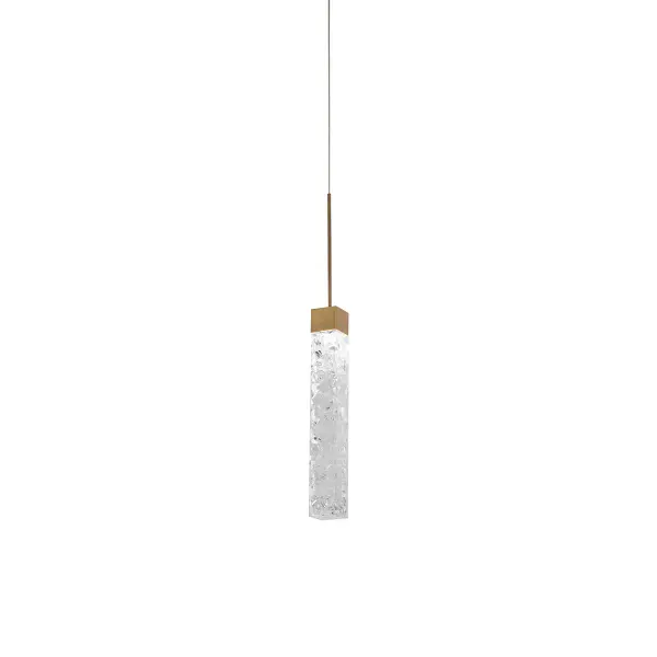 The Minx mini pendant combines artisanal sparkle with modern LED efficiency. Its compact 1.75" profile and crystal-fused acrylic shade create elegant down lighting perfect for multiples or solo installation.