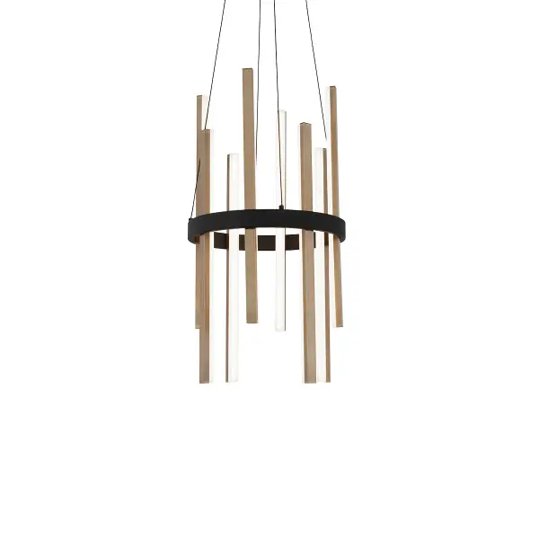The Harmonix pendant brings artistic flair with its chime-inspired design and sophisticated two-tone finish. High-output LED modules deliver warm 3000K light through sanded acrylic diffusers, creating beautiful ambient illumination perfect for intimate dining or stylish entryways.