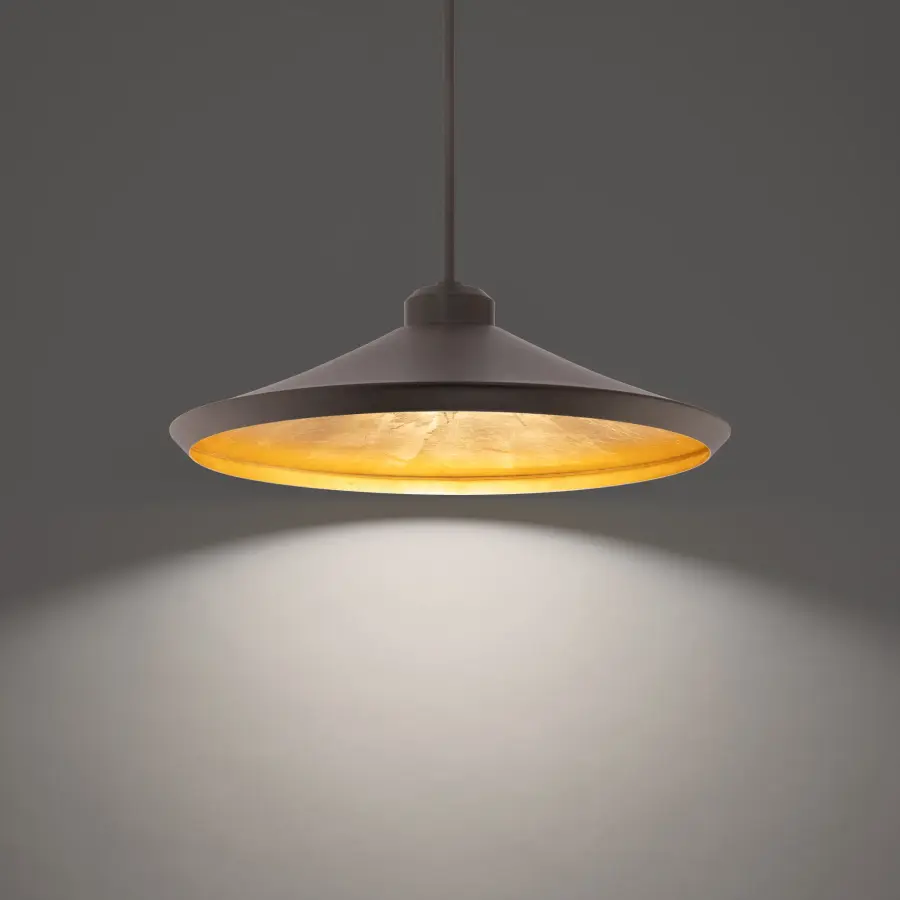 Alfa 24" LED Pendant Light in Bronze & Gold Leaf