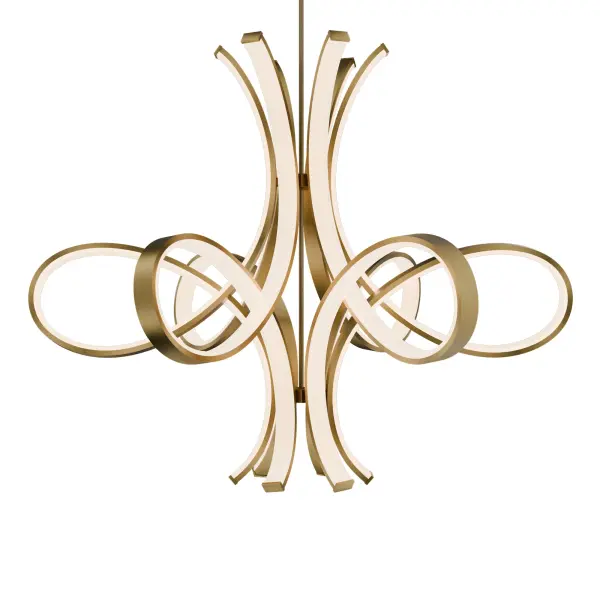 This oversized 56-inch chandelier reimagines the classic fleur-de-lis with sweeping contemporary arms and integrated LED diffusers. Delivering 5,048 lumens of warm 3000K light with exceptional CRI 90 color rendering, it transforms grand spaces into sophisticated showcases.