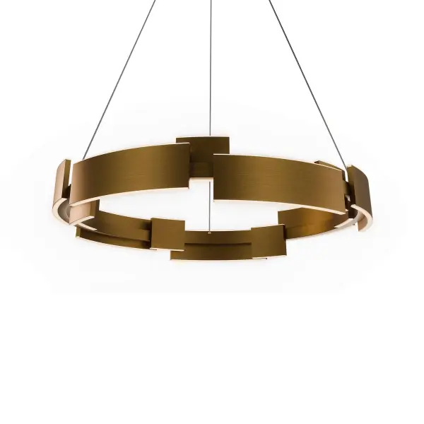 The Keefe Pendant transforms modern spaces with its striking 32-inch circular silhouette and precision engineering. Advanced WAC Home technology delivers tunable lighting from warm 1800K to cool 4000K, while the geometric design creates a sculptural focal point that elevates any interior. - alternate view