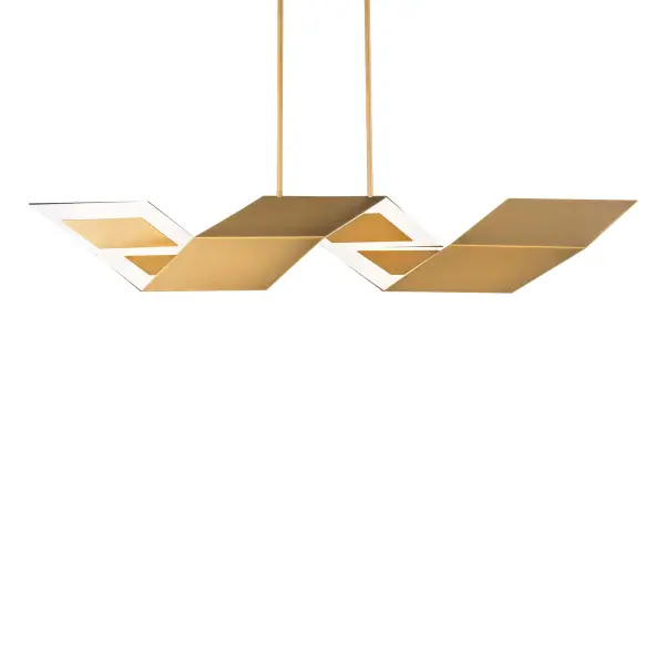 The Lyris combines origami-inspired sculptural design with advanced LED technology. Its 53-inch linear profile delivers powerful 4750-lumen output with selectable color temperatures, making it perfect for modern dining rooms and kitchen islands.