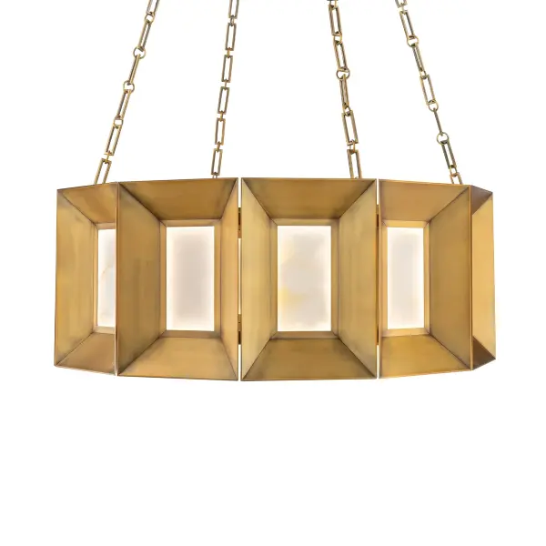The Austen combines geometric sophistication with natural white jade for a stunning statement piece. Its 36-inch scale and 8800 lumens make it perfect for large dining rooms or grand entryways, while 4CCT selectability ensures perfect ambiance. - alternate view