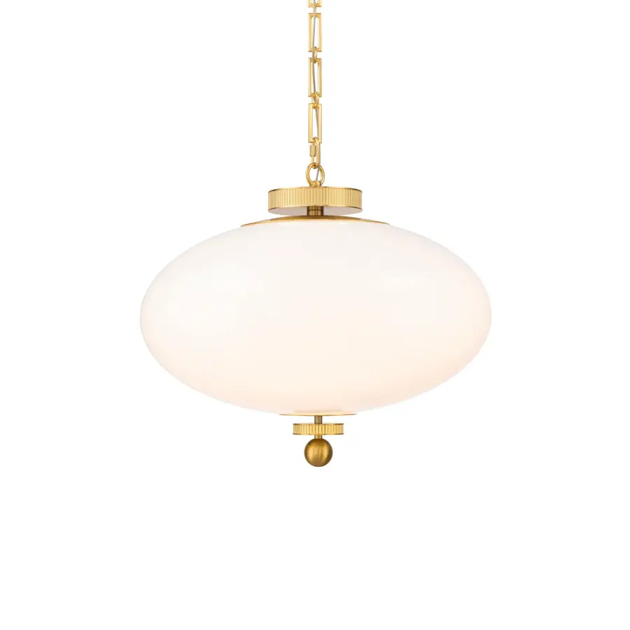 Glossey 22" LED Pendant Light in Vintage Brass - Image 1