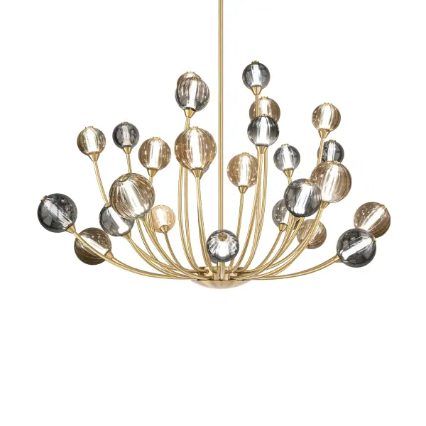 The Ballerina Pendant delivers museum-quality artistry with champagne and smoked optic glass globes cascading in a choreographed display. Its 4CCT selectable technology and 90 CRI make it equally suited for intimate dinners or bright task lighting. - alternate view