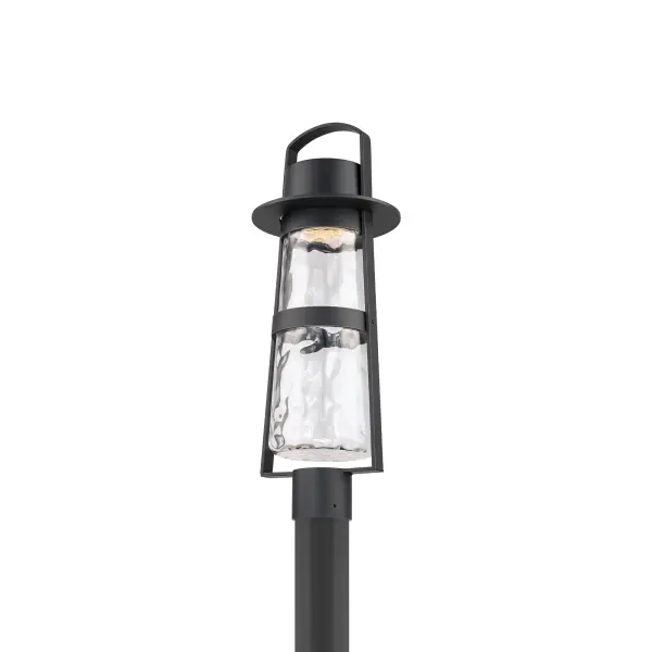 The Balthus combines old-world charm with modern LED efficiency. Its hammered glass creates a beautiful light diffusion effect while integrated LEDs deliver warm 3000K illumination with exceptional 90 CRI color rendering. - alternate view