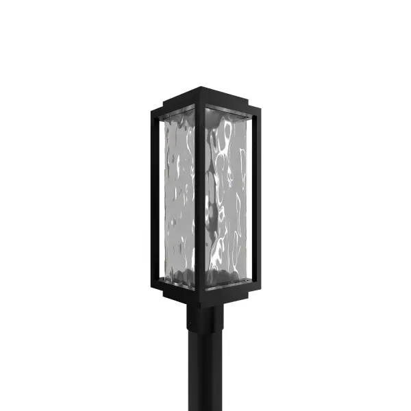 Elegant Outdoor Post Light with Hammered Glass & Modern LED Technology