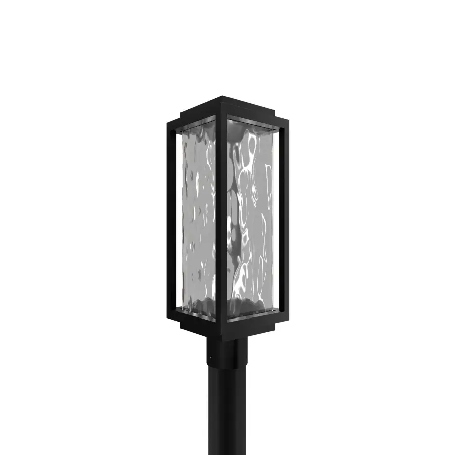 Elegant Outdoor Post Light with Hammered Glass & Modern LED Technology