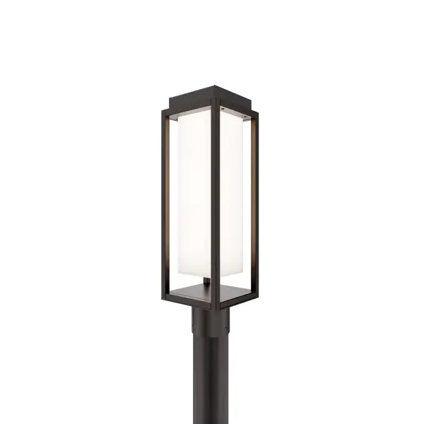 The Framed post light delivers clean, modern design with its minimalist aluminum frame and tempered glass enclosure. High-quality 3000K LED provides warm, inviting light with excellent color rendering for outdoor spaces. - alternate view