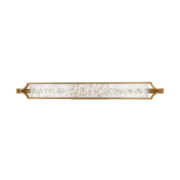 The Emblem vanity light masterfully blends Hollywood glamour with transitional elegance. Its 38-inch span and reclaimed crystal diffuser create stunning illumination for larger bathrooms, while energy-efficient LED technology delivers 1507 lumens at 3000K. ADA compliant and multi-directional mounting make it both beautiful and practical.