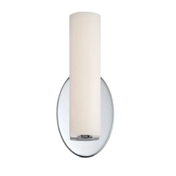 The Loft Wall & Bath Light combines mouth-blown etched opal glass with clean chrome lines for a strikingly simple, glare-free lighting solution. Perfect for modern bathrooms and hallways with its compact 11" profile and efficient LED technology.