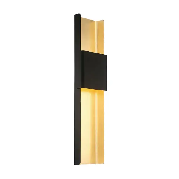 The Tribeca 32" wall sconce brings New York-inspired elegance with hand-leafed bronze and gold finish. Energy-efficient LED modules provide soft up/down illumination through sanded glass, perfect for vertical or horizontal mounting.