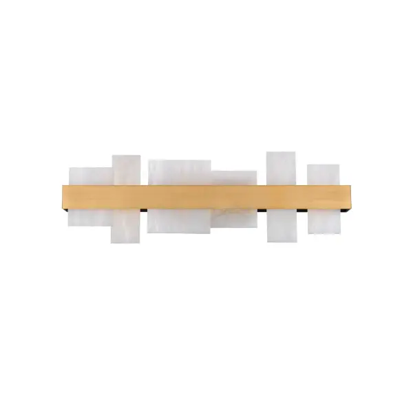 The Acropolis vanity light transforms bathroom lighting with undulating Spanish alabaster forms and a luminous aged brass band. This 27-inch statement piece delivers 1970 lumens of warm 3000K light with exceptional 90 CRI color rendering.