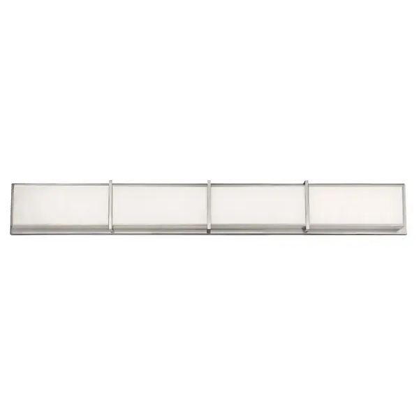 The Bahn vanity light combines minimalist Scandinavian design with exceptional craftsmanship. Hand-mitered ceramic-screened glass creates subtle texture while high-performing LEDs deliver 4845 lumens at 90 CRI for superior color rendering.