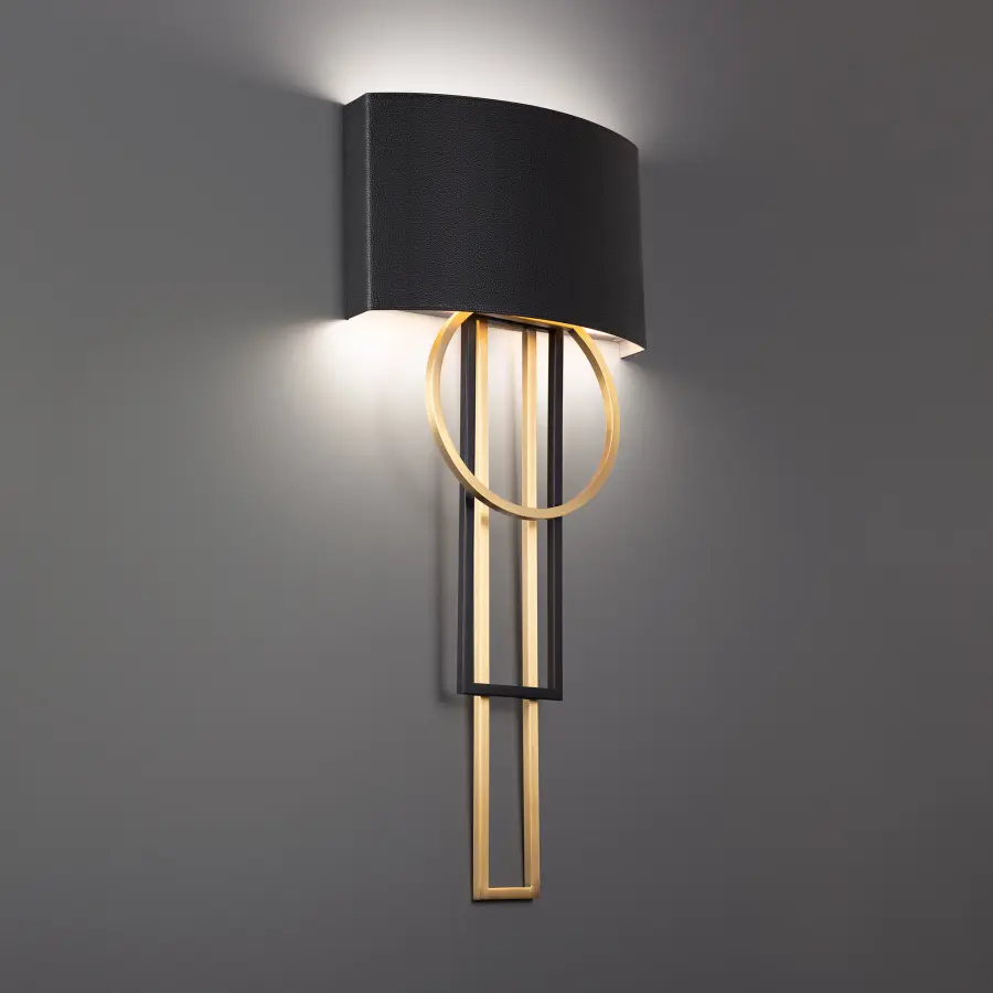 Sartre 32" LED Wall Sconce in Black & Aged Brass