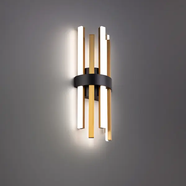 Harmonix 20" LED Wall Sconce in Black & Aged Brass