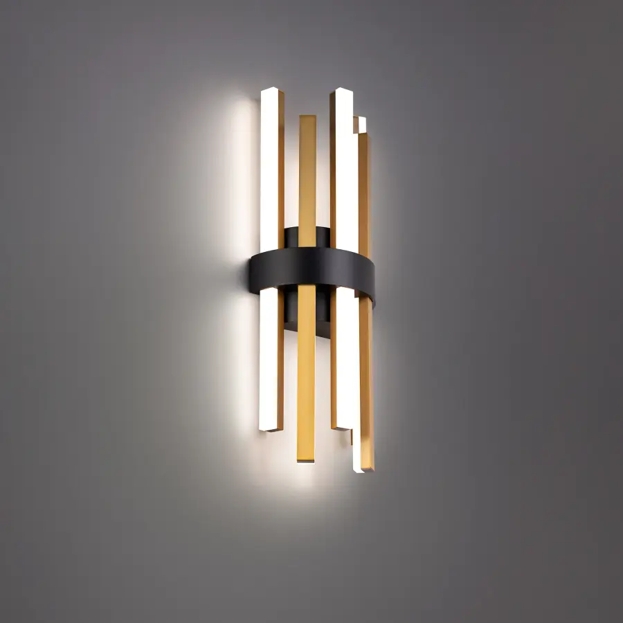 Harmonix 20" LED Wall Sconce in Black & Aged Brass