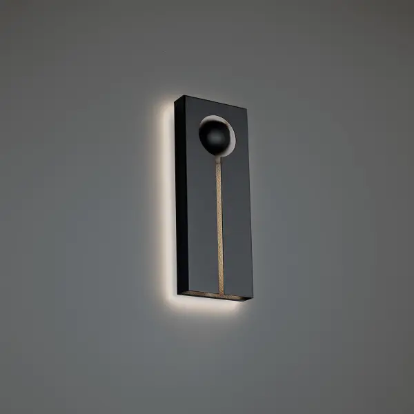 The Keyhole outdoor wall sconce delivers a bold contemporary statement with its distinctive dome-and-line silhouette. Integrated 3000K LEDs provide both backlighting and downlighting through a hammered graphite texture, creating dramatic visual interest while delivering functional illumination.