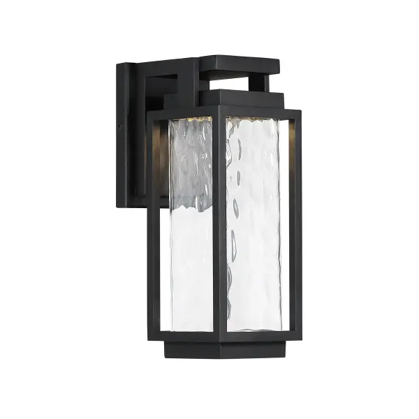 This 18" outdoor wall sconce combines timeless design with modern LED technology. Features beautiful hammered mouth-blown glass that diffuses light for a soft ambient glow, housed in durable extruded aluminum construction.
