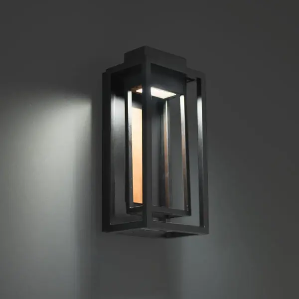 The Dorne wall sconce combines modern design with practical functionality, featuring energy-efficient LED technology and a striking two-tone finish. Its indirect lighting creates a welcoming atmosphere perfect for entryways.