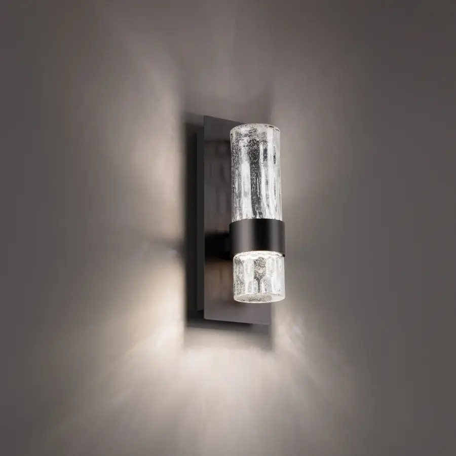 Modern Outdoor Sconce with Distinctive Seeded Glass Design